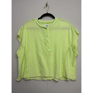 BDG Urban Outfitters Tee Shirt Size Large Cropped Waffle Cotton Lime Green